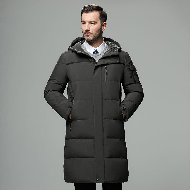 Piumino d'anatra bianco lungo da uomo invernale spesso impermeabile abbigliamento di marca cappotto caldo con cappuccio Parka imbottito maschile taglia grande 5XL
