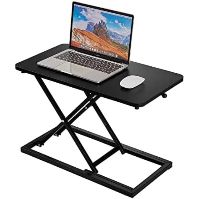 محول مكتب قائم على الطاولة ، رافع مكتب قائم ، سطح طاولة بارتفاع قابل للتعديل ، مناسب لأجهزة الكمبيوتر المحمول ، أسود غير لامع