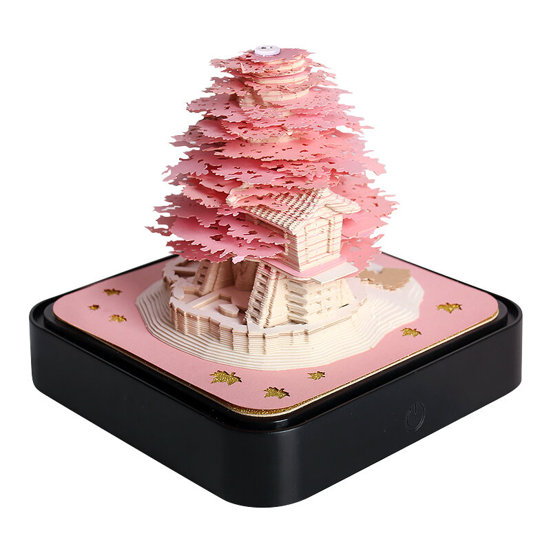 Radio blok 3D Notepad Sakura Treehouse 3D kalender 2024 3D bantalan Memo blok catatan kantor kertas catatan hadiah Natal ulang tahun