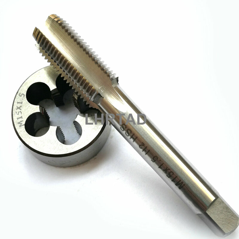 HSS metric size ISO left hand machine thread taps with straight flutes Coarse Fine screw pitch and Round dies sets M15X1 M15X1.5