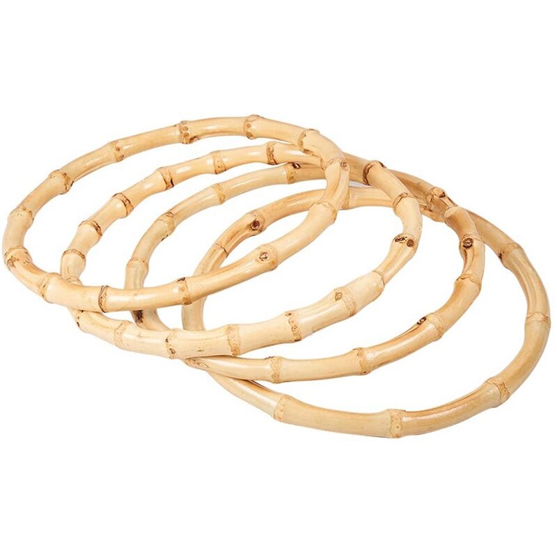 Reemplazo de asas redondas de bambú para bolso artesanal, accesorios para bolsos de mano