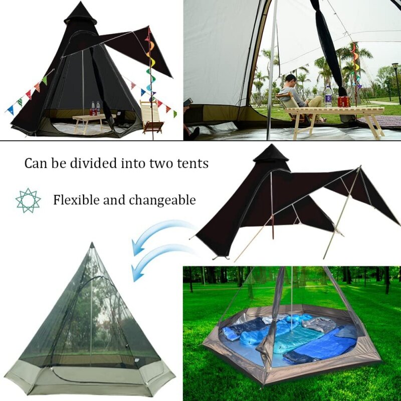 Tenda da campeggio muslimex 5-6 persone 4 stagioni doppio strato impermeabile anti-uv tende antivento tenda da campeggio all'aperto per famiglie
