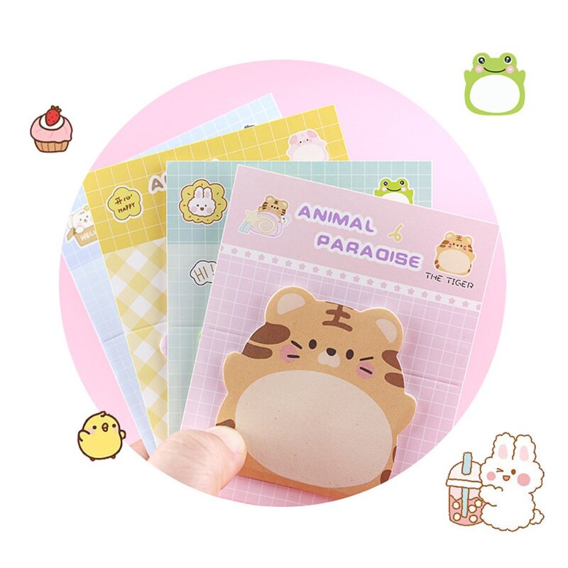 Self-stick Notes Animal Sticky Notes Thickened Stickers Notepad Creative Thickened Stickers Cute Bear Cartoon Adhesive Memo Pads