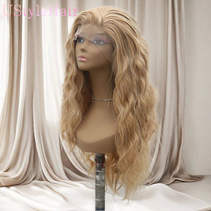 UStyleHair-Perucas longas soltas encaracoladas para mulheres, peruca frontal de renda sintética loira, linha fina natural, cosplay diário, Glonden