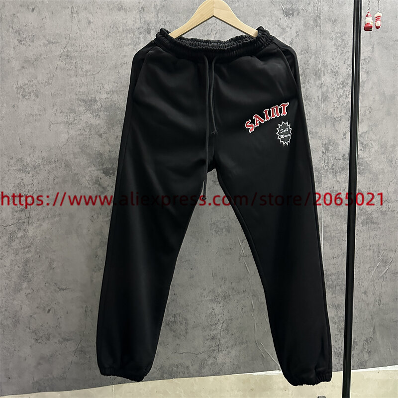 Saint-pantalones de chándal para hombre y mujer, pantalón informal de alta calidad con cordón, color negro, albaricoque y azul, 1:1, 2024fw