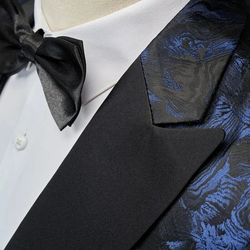 (Jacket Pants Vest) New Men's Casual Business Tuxedo Wedding Flower Dresses Blazers/Men Slim Fit Printed Suit 3 Pcs Set 4XL 5XL