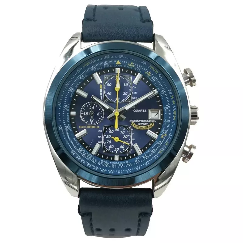 Relógio de quartzo masculino com pulseira de aço, impermeável, luxo, couro, seis pinos, esportivo, cidadão, marca de topo, novo, 2024