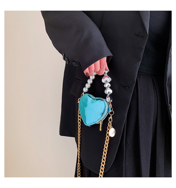 Mini Love Pearl Handbag Fashion Chain Mouth Red Bag Bright Color Designer Single Shoulder Crossbody Women's Bag Jewelry