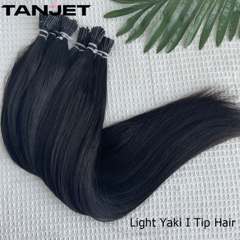 Ekstensi rambut Yaki lurus I Tip Microlink, ekstensi rambut manusia wanita, ekstensi rambut cincin mikro kapsul Keratin Italia alami