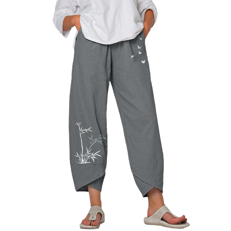 FJMEN-Pantalon baggy décontracté en coton et lin pour homme, taille élastique, non extensible, 03
