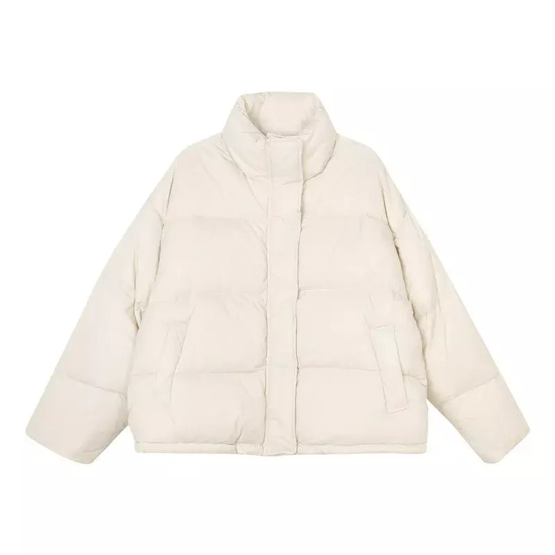 Jaqueta estilo coreano para mulheres, gola alta, casaco leve feminino, parka curta solta quente, moda, R398, inverno