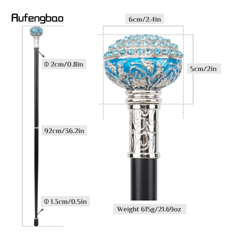 Сине-белая искусственная Бриллиантовая шариковая трость, модная декоративная трость, трость для джентльмена, элегантная Бриллиантовая трость 92 см