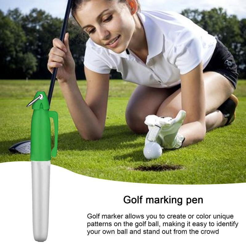 1 buah pena garis bola Golf tulisan tangan bening spidol gambar bola Golf portabel tulisan tangan jelas segitiga cincin besi pena bola Golf