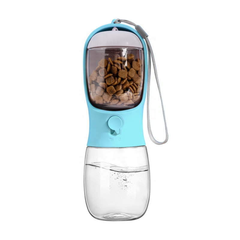 Multifuncional Pet Travel Cup Portátil Food Grade Leak Free Pet Water Bottle Travel Cup Dispenser Pet Walk com Food Container