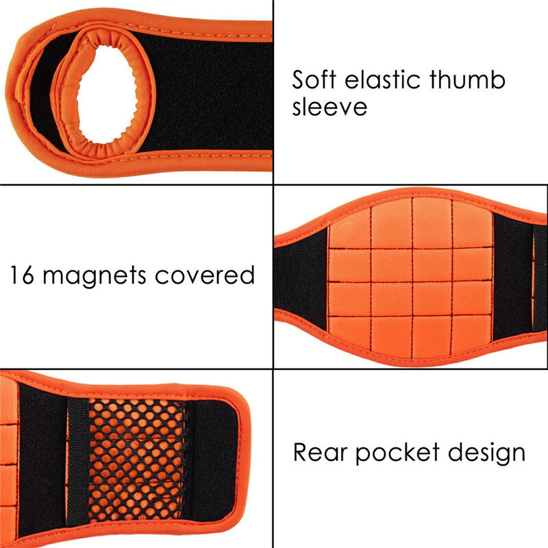 마그네틱 손목 밴드 휴대용 도구 가방, 조정 가능한 도구 가방, 나사 고정용 마그네틱 도구 홀더, 1pc
