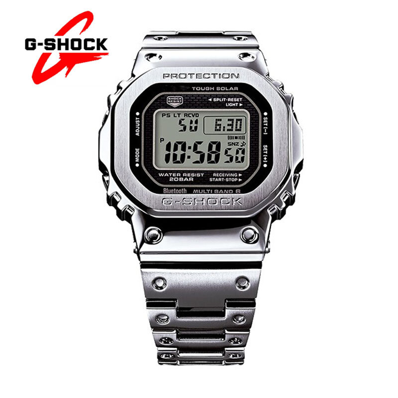 G-SHOCK-Relógio de quartzo de aço inoxidável masculino, multifuncional, quadrado pequeno, à prova de choque, display duplo, esporte ao ar livre, série do relógio