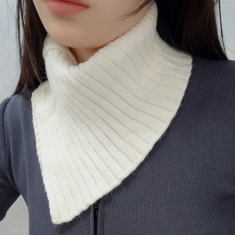Lenço de colarinho falso tricotado para mulheres e meninas, gola alta quente, aquecedor de pescoço destacável, à prova de vento, elástico, moda, inverno