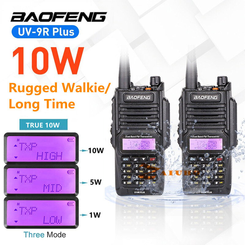 2Pack Baofeng UV-9R Plus กันน้ำ Walkie Talkie UV9Rplus แบบพกพา CB Ham วิทยุ FM Transceiver Two Way วิทยุ