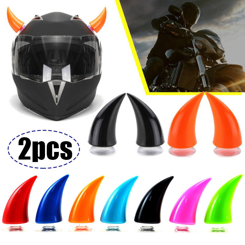 Разноцветный мотоциклетный шлем, дьявольные рожки, электрический велосипед, украшение для автомобиля, аксессуары для длинных коротких деталей