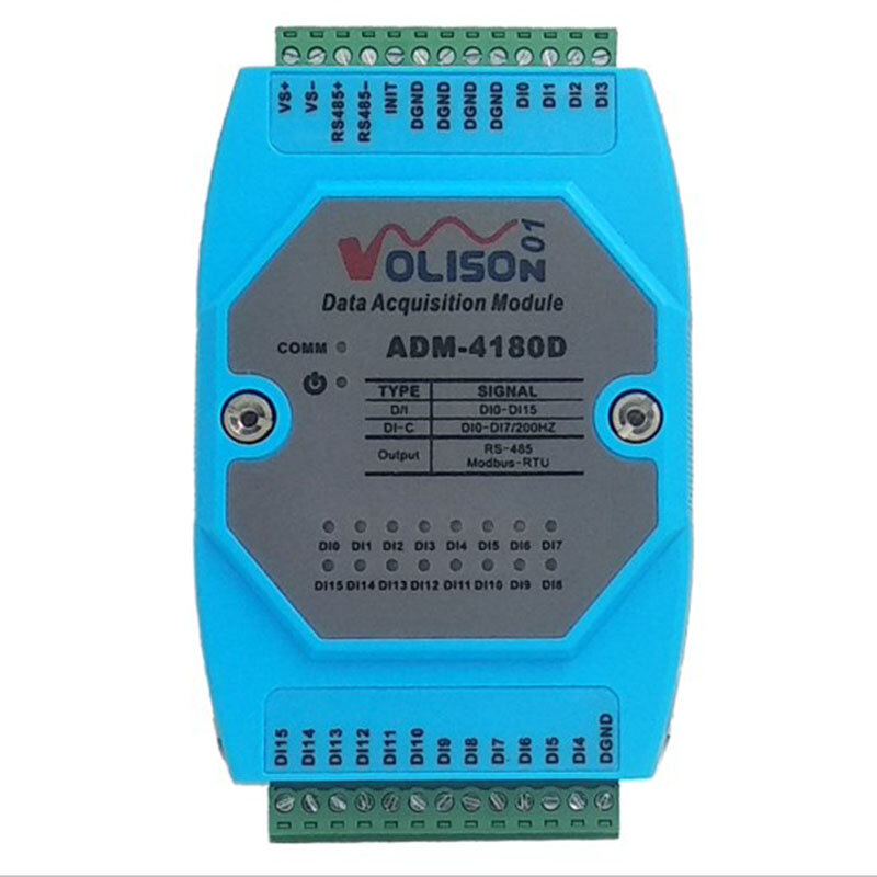 ADM-4180D Isolado Digital Switching Aquisição Módulo, 16DI, MODBUS-RTU, RS485 Comunicação