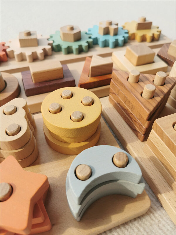 モンテッソーリ-幾何学的形状の木製ビルディングブロック,子供向けのスターウォーズブロック,早期学習