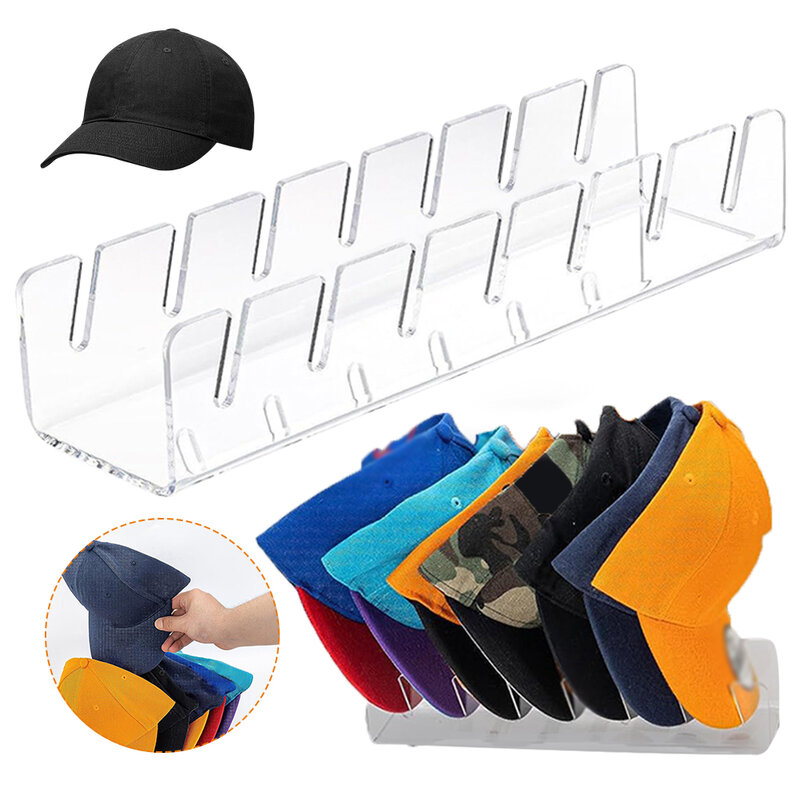 2Pcs Hat Organizer Rack No Install Baseball Hat Stand Baseball Cap Holder Rack Acrylic Hat Holder for Bedroom Closet Dresser