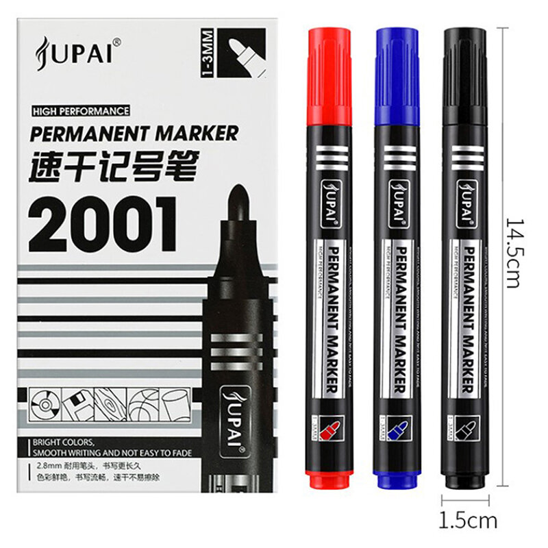 Stylo marqueur Permanent à huile étanche à double pointe de 2.8mm, stylo marqueur d'art noir bleu rouge, papeterie scolaire et de bureau