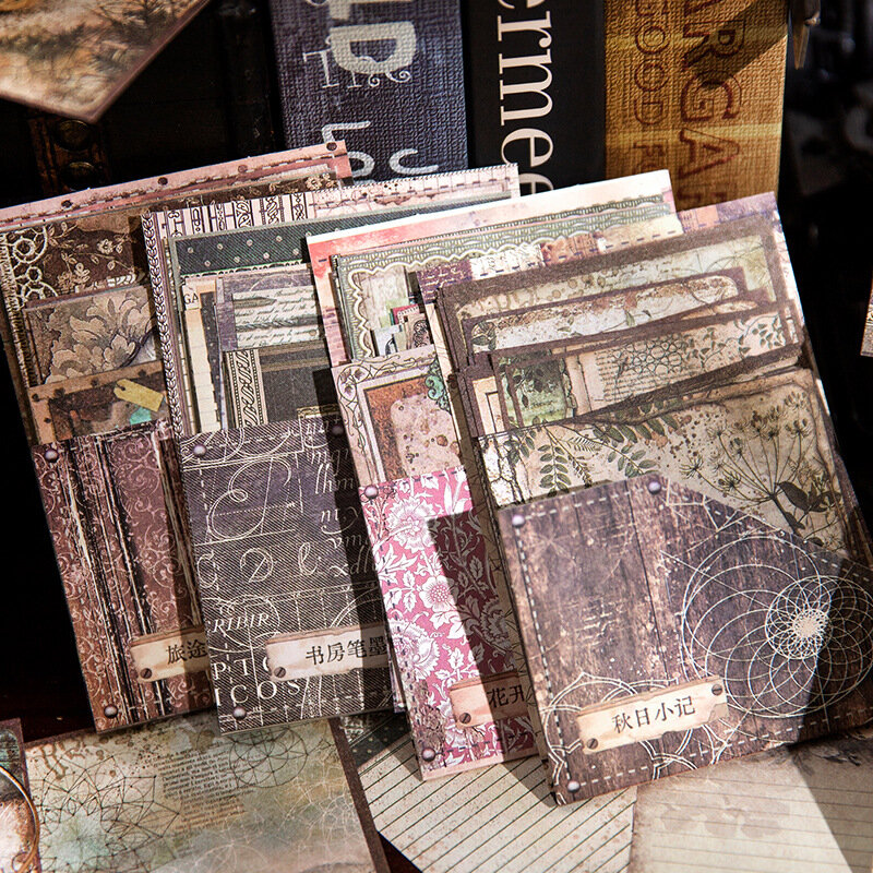 Bloc-notes en papier vintage demi-été, matériel pour journal, scrapbooking, décoration de fond de carte, 44 pièces/lot
