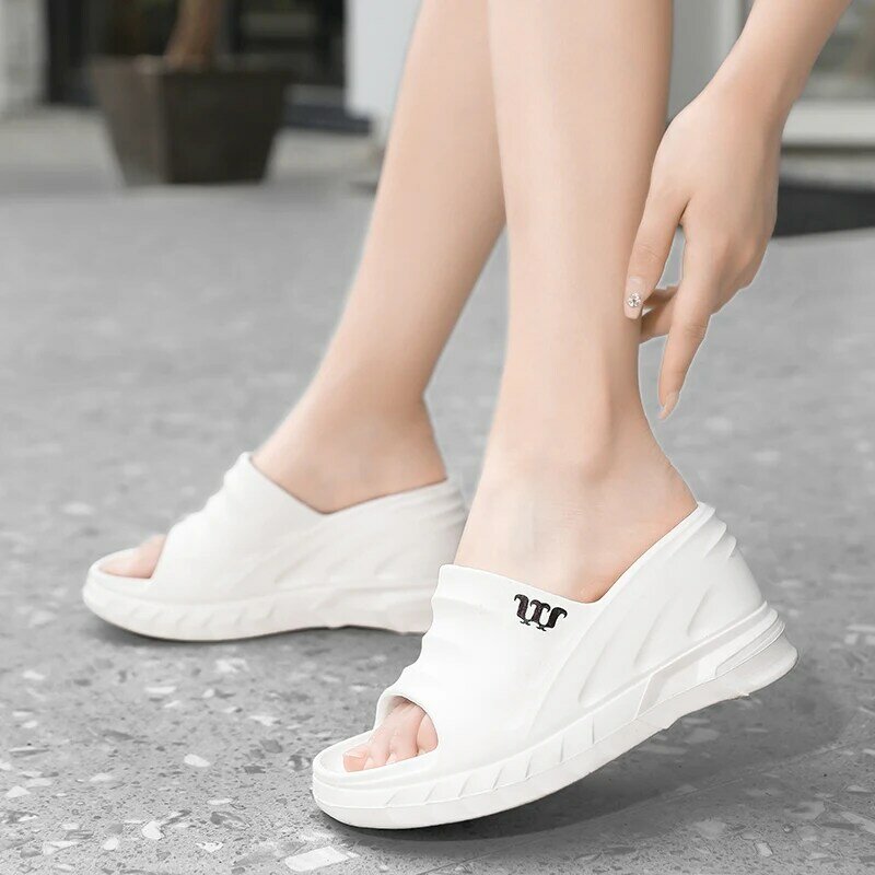 STRONGSHEN-Zapatillas De plataforma con cuña para Mujer, zapatos De tacón inclinado De 9cm, cómodos, para playa y exteriores, De verano