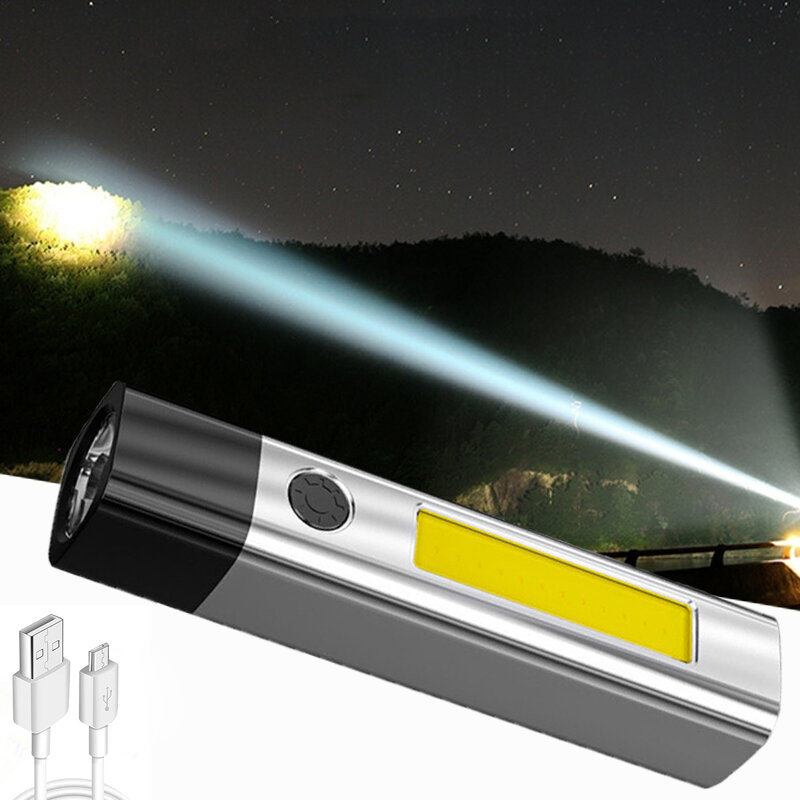 3W COB Mini latarka bezstopniowa ściemniająca ładowalna latarka USB światło do jazdy Camping światło wodoodporna latarnia zajęcia na świeżym powietrzu