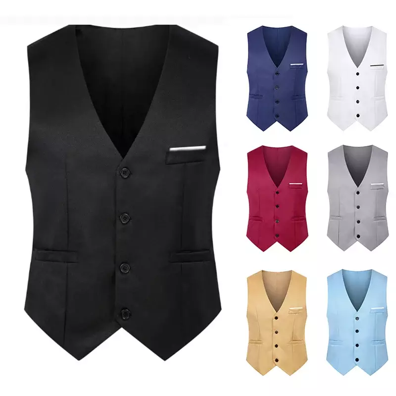 M-5XL Men's Suit Vest Summer Slim Fit Waist Solid Tank Top Business Leisure Party Bar Banquet Dress