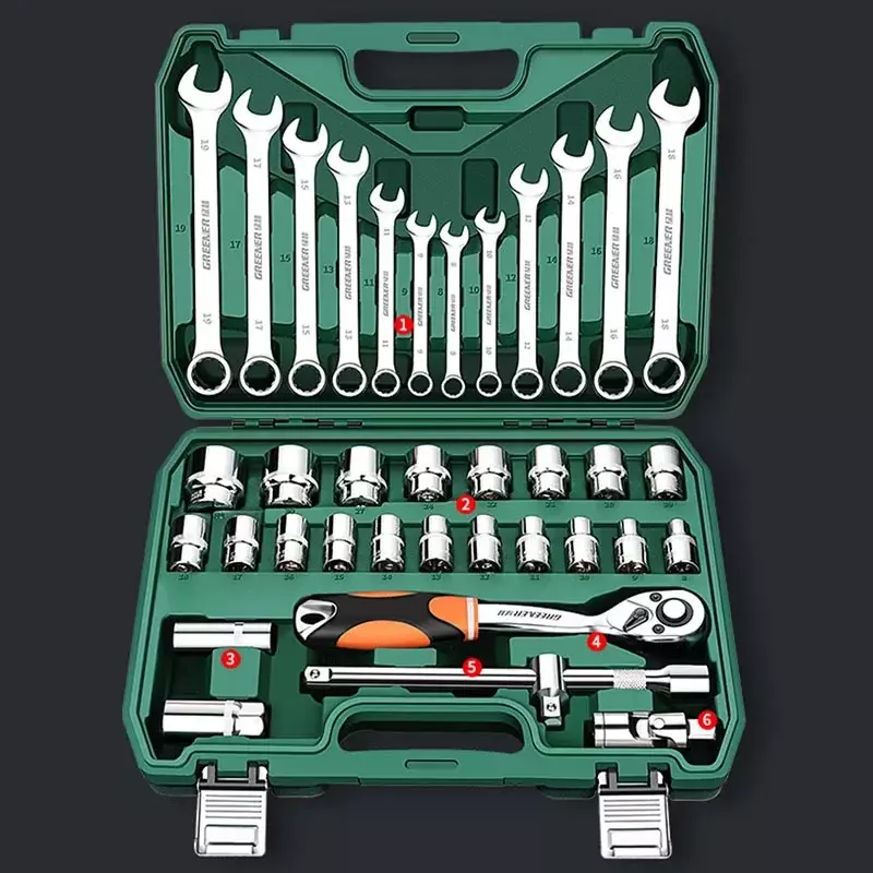Set di chiavi a cricchetto per attrezzi per riparazione auto a cricchetto Set di chiavi a bussola a cricchetto Kit di strumenti per la lavorazione dei metalli professionale Set di strumenti per la riparazione dell'auto