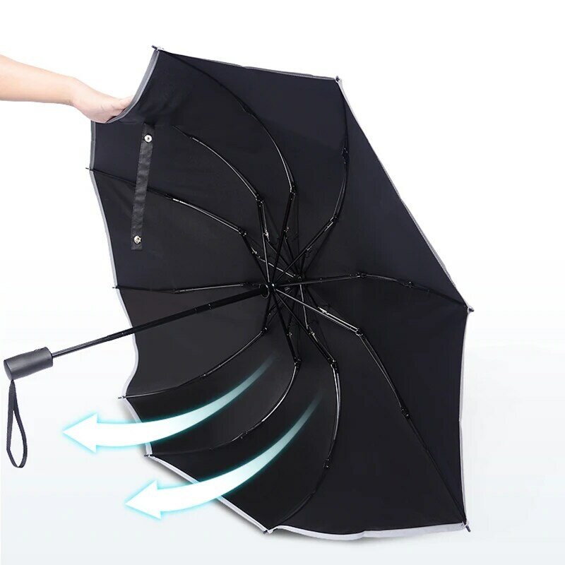 Xiaomi 2021แฟชั่นแบบพกพา UV พับอัตโนมัติร่มฝนลมทนเดินทางอาทิตย์ร่มย้อนกลับร่ม