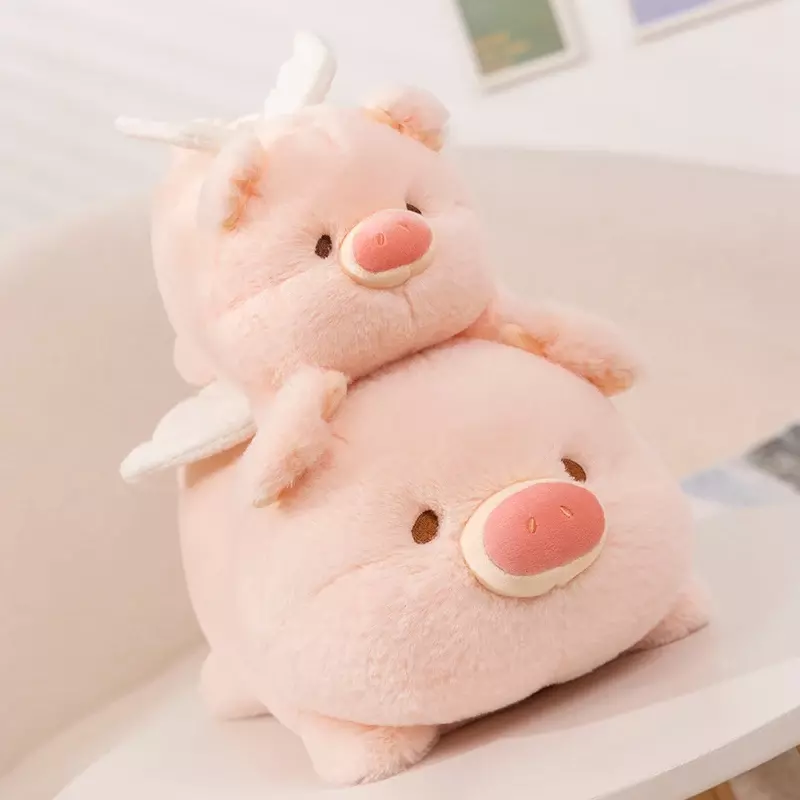Boneka babi mewah malaikat indah mainan boneka celengan berbaring hewan Anime dekorasi ruangan bantal peluk mewah hadiah ulang tahun Natal anak bayi