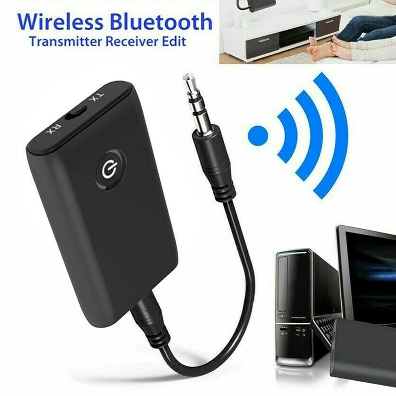 Hannord 2 In 1 Penerima Pemancar Bluetooth Nirkabel 5.0 Adaptor Audio Isi Ulang untuk TV PC Speaker Mobil 3.5Mm AUX Musik Hifi