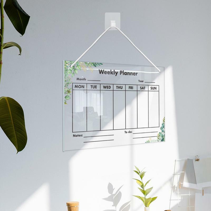 Dry Erase Weekly Planner | Meal Planner Weekly Calendar | Acrylic Planning Board With 6 Markers Note Board Set For List Planning