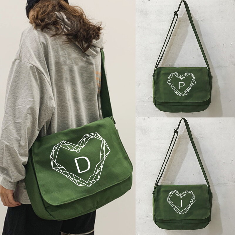 Bolsa de mensajero multifunción japonesa, bolso de ocio, Lozenge Loving Youth, portátil, de un solo hombro, con patrón de diamantes