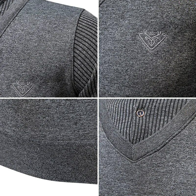 Autunno e inverno nuovo maglione finto a due pezzi da uomo con pile e colletto Polo Slim Fit lavorato a maglia camicia inferiore addensato e caldo