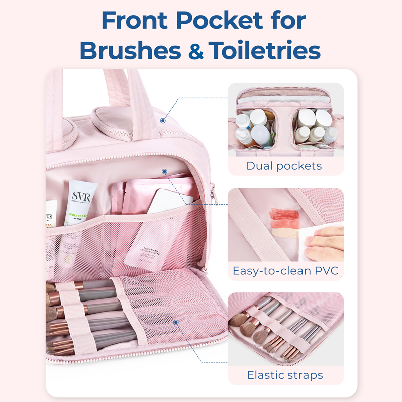 BAGSMART дорожная сумка для туалетных принадлежностей, косметичка для женщин, вместительный косметический Органайзер, портативный легкий дорожный Органайзер