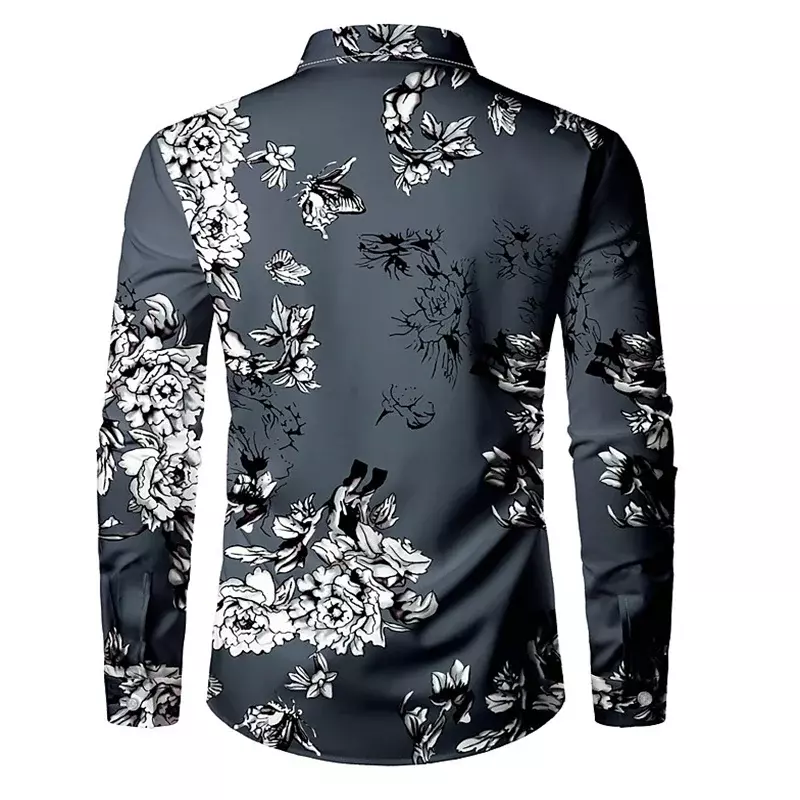 Men's suit shirt party fashion new design personalized black and white with lapels high quality soft and comfortable material
