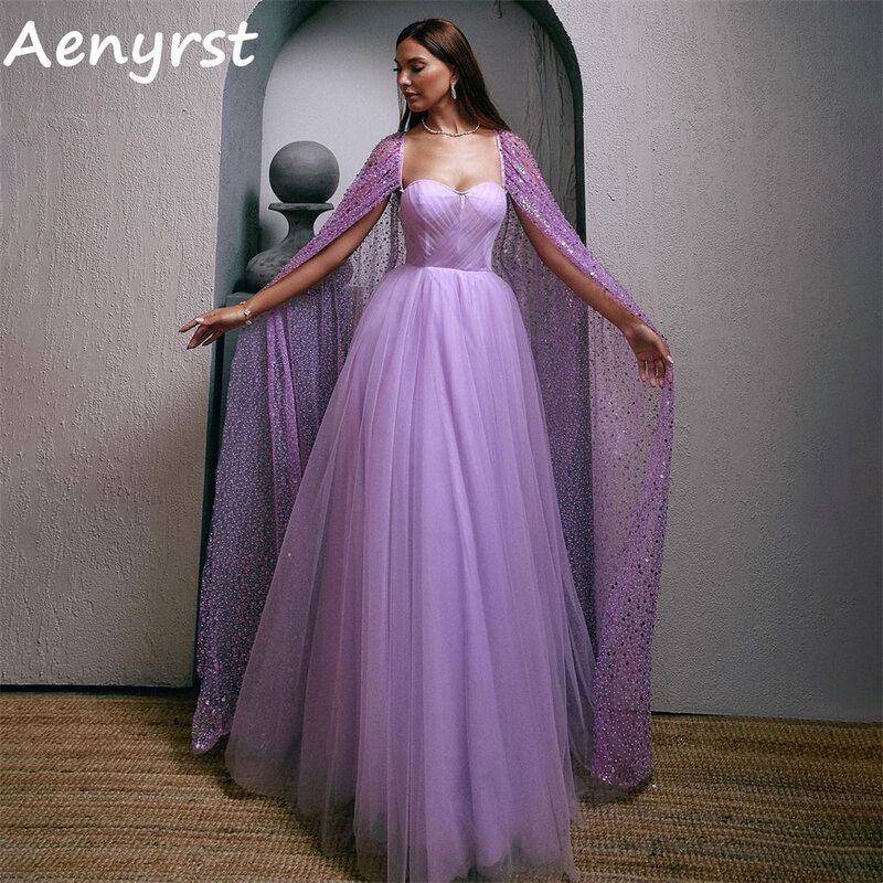 Aenyrst-Vestidos de Fiesta elegantes con lentejuelas, vestido de noche plisado, largo hasta el suelo