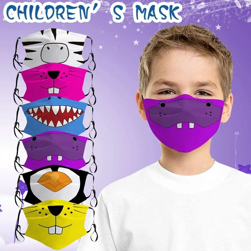 Cartoon Print máscara facial de algodão para crianças, máscara de poeira para meninos e meninas, segura e confortável, inodora e livre de irritação, amiga das crianças