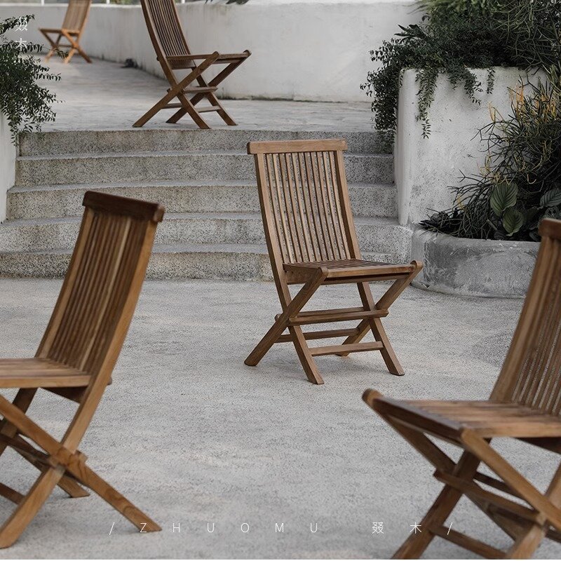 Combinaison table à thé et chaise en bois massif rétro, chaise de salle à manger, cour, loisirs, balcon, extérieur, tr/min
