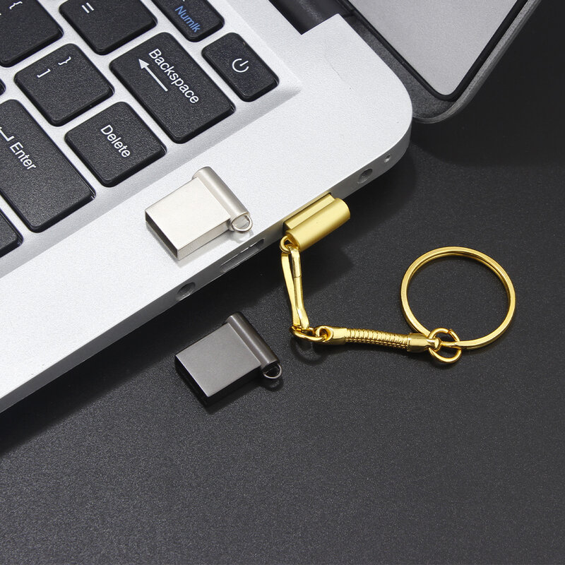 Unidad Flash USB de Metal, pendrive Super Mini de 128GB, 64GB, 32GB, regalo creativo, 10 piezas