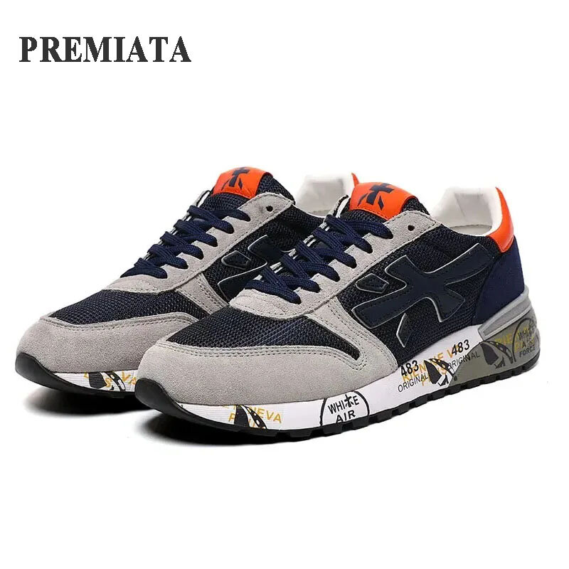 Top PREMIATA Men's Shoes Outdoor Sports Luxury Design Breathable Waterproof Multi-color Element Trend Lace-up Casual Sneakers
