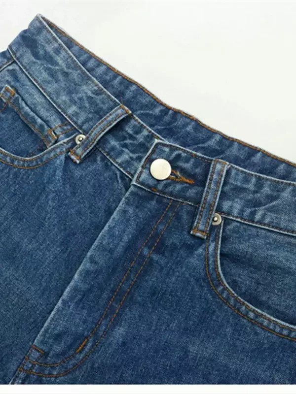 Jeans da donna sfumati dritti a vita alta Slim 2024 primavera estate cotone pantaloni lunghi in Denim tutto-fiammifero