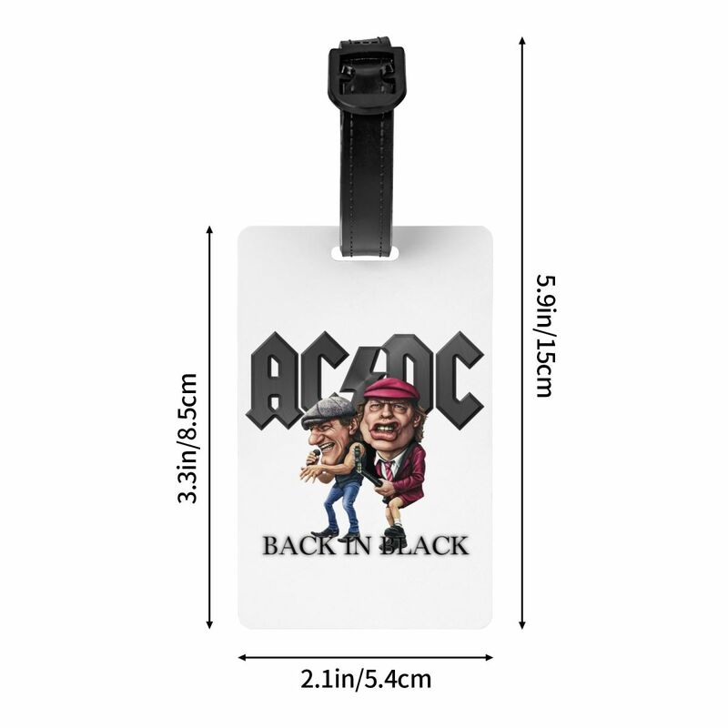 Heavy Metal Rock AC DC Luggage Tag Custom Baggage Tags Privacy Cover ID Label
