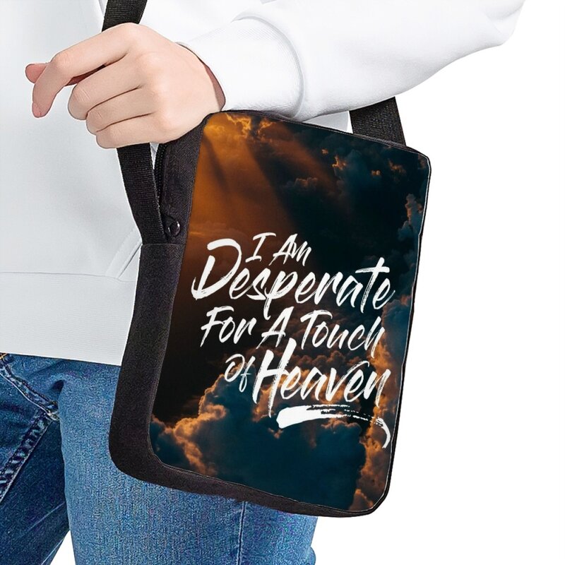 Bolsa mensageiro feminina da igreja cristã, bolsa de ombro ajustável, bolsa tiracolo diária, verso da Bíblia, pequena capacidade