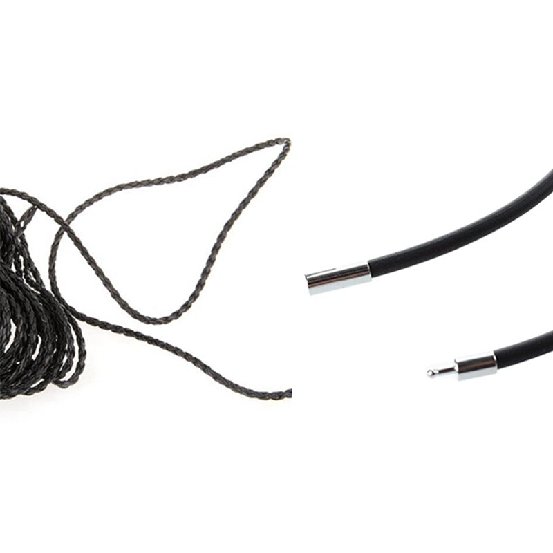 9M Black Braided Leather Necklace Cord String DIY 3Mm HOT With 3Mm Black Rubber Cord Necklace  - 24 Inch