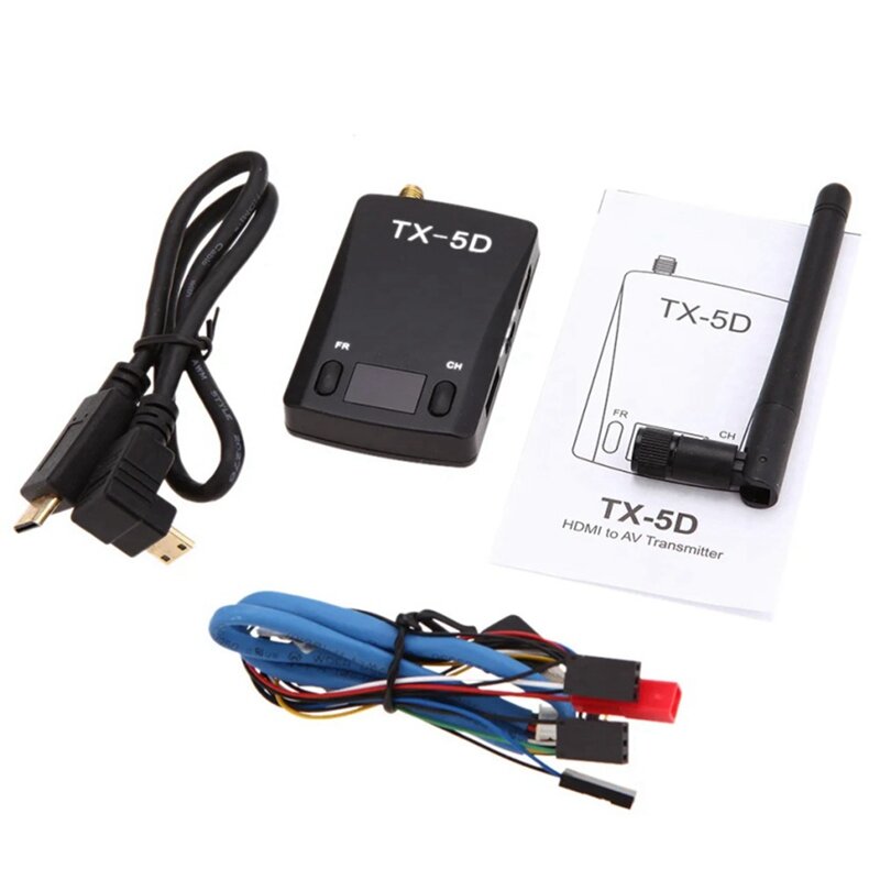 Módulo Transmissor de Vídeo Áudio para Gopro Hero, CVBS Compatível com Áudio, Fácil Instalação, TX-5D, 5.8G, 600MW, 32CH, 7-24V, 3 + 4